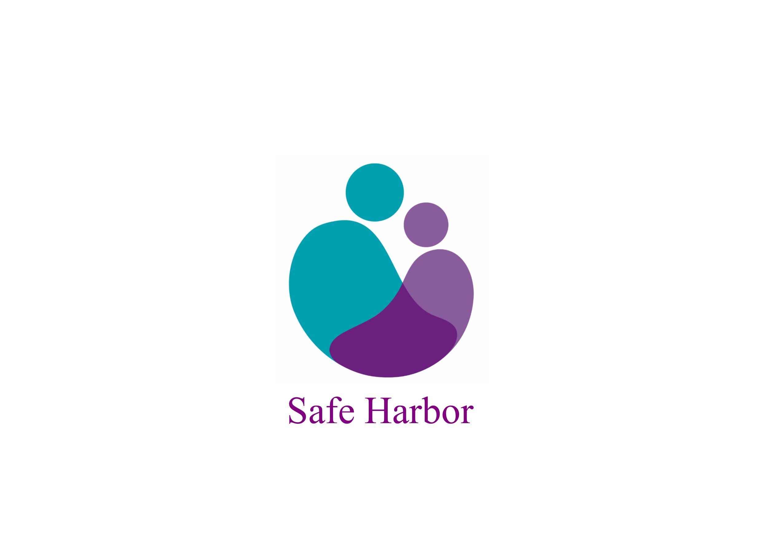 Logo for Virginia non-profit Safe Harbor featuring simple outline of two people holding each other